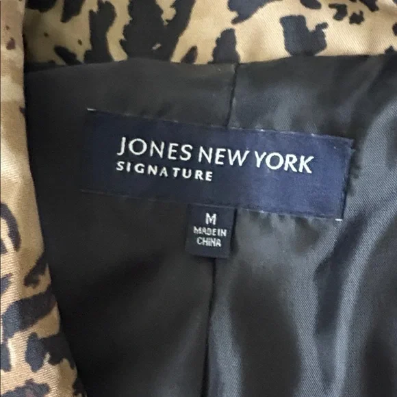 Jones New York Leopard-Print Double-Breasted Trench Coat - Tan & Black - Picture 2 of 12